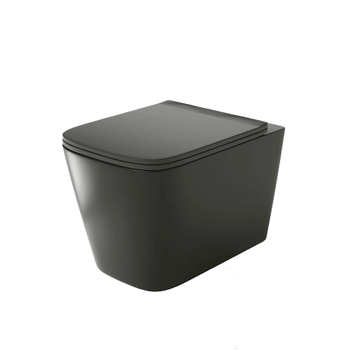 Унитаз подвесной GROSSMAN GR-4441BMS 520x360x370 безободковый черный матовый с тонкой крышкой Унитаз подвесной GROSSMAN GR-4441BMS 520x360x370 безободковый черный матовый с тонкой крышкой