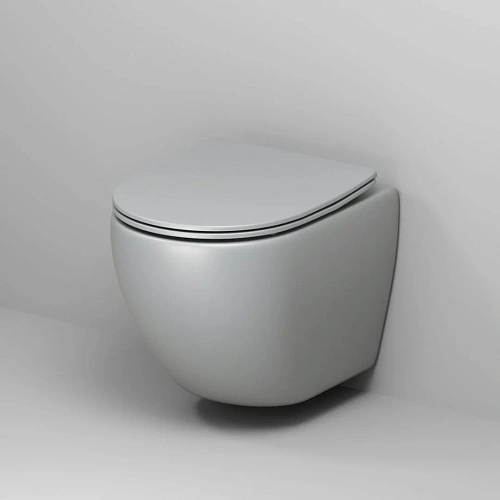 Унитаз подвесной GROSSMAN GR-4455GLMS Color 485x365x360 серый матовый безободковый с тонкой крышкой Унитаз подвесной GROSSMAN GR-4455GLMS Color 485x365x360 серый матовый безободковый с тонкой крышкой