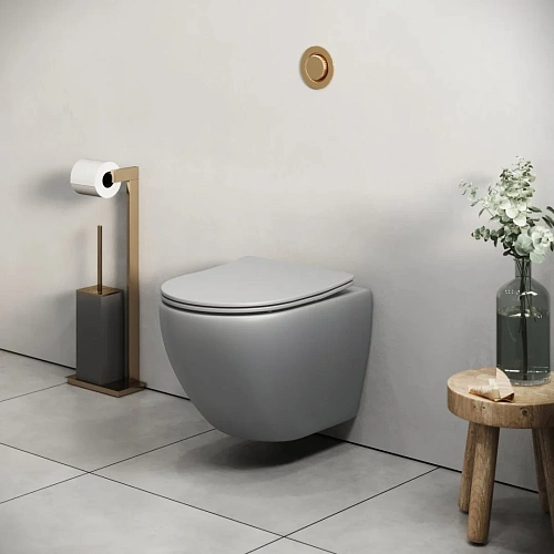 Унитаз подвесной GROSSMAN GR-4455GLMS Color 485x365x360 серый матовый безободковый с тонкой крышкой Унитаз подвесной GROSSMAN GR-4455GLMS Color 485x365x360 серый матовый безободковый с тонкой крышкой