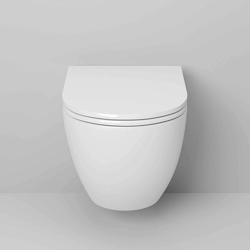 Унитаз подвесной GROSSMAN GR-4455MSQ 490x370x360 белый матовый безободковый с тонкой крышкой Унитаз подвесной GROSSMAN GR-4455MSQ 490x370x360 белый матовый безободковый с тонкой крышкой