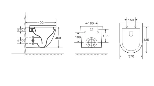 Унитаз подвесной GROSSMAN GR-4455MSQ 490x370x360 белый матовый безободковый с тонкой крышкой Унитаз подвесной GROSSMAN GR-4455MSQ 490x370x360 белый матовый безободковый с тонкой крышкой
