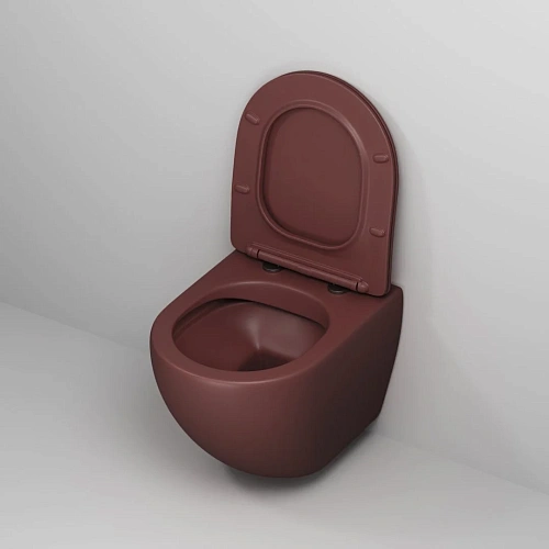 Унитаз подвесной GROSSMAN GR-4455VIMS 495x365x375 БОРДОВЫЙ матовый безободковый с тонкой крышкой Унитаз подвесной GROSSMAN GR-4455VIMS 495x365x375 БОРДОВЫЙ матовый безободковый с тонкой крышкой
