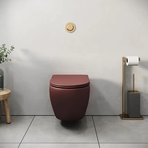 Унитаз подвесной GROSSMAN GR-4455VIMS 495x365x375 БОРДОВЫЙ матовый безободковый с тонкой крышкой Унитаз подвесной GROSSMAN GR-4455VIMS 495x365x375 БОРДОВЫЙ матовый безободковый с тонкой крышкой