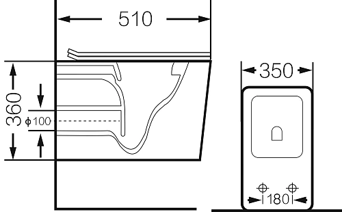 Унитаз подвесной GROSSMAN GR-4460S 510x350x360 белый безободковый с тонкой крышкой Унитаз подвесной GROSSMAN GR-4460S 510x350x360 белый безободковый с тонкой крышкой