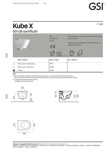 Унитаз подвесной GSI KUBE X безободковый Swirlflush черный матовый (941626) без сиденья Унитаз подвесной GSI KUBE X безободковый Swirlflush черный матовый (941626) без сиденья