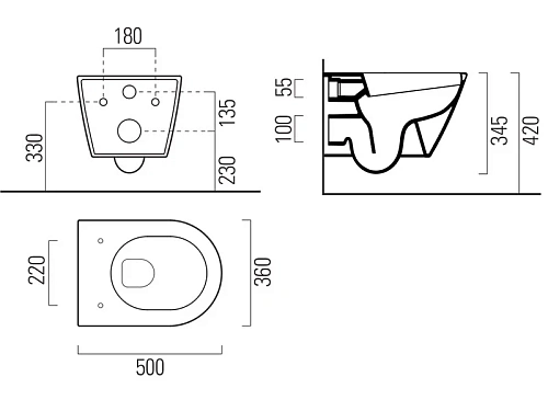Унитаз подвесной GSI Kube-x 941611 compact безободковый Унитаз подвесной GSI Kube-x 941611 compact безободковый
