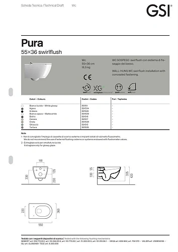 Унитаз подвесной GSI PURA безободковый Swirlflush агава матовый (881504) без сиденья Унитаз подвесной GSI PURA безободковый Swirlflush агава матовый (881504) без сиденья