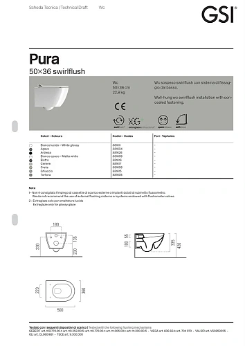 Унитаз подвесной GSI PURA безободковый Swirlflush агава матовый (881604) без сиденья Унитаз подвесной GSI PURA безободковый Swirlflush агава матовый (881604) без сиденья