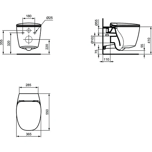 Унитаз подвесной Ideal Standard DEA AquaBlade T348701 с сидением и крышкой Унитаз подвесной Ideal Standard DEA AquaBlade T348701 с сидением и крышкой
