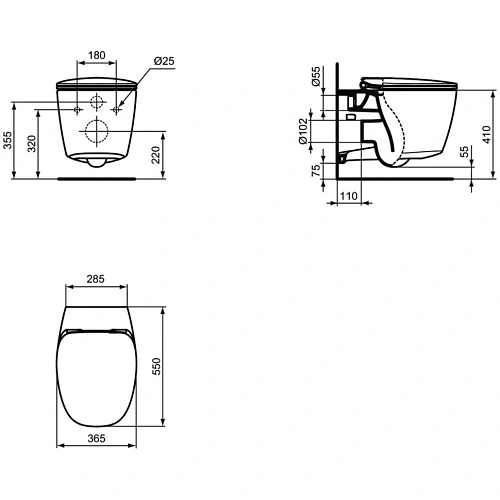 Унитаз подвесной Ideal Standard DEA AquaBlade T348801, глубокий смыв с сиденьем Унитаз подвесной Ideal Standard DEA AquaBlade T348801, глубокий смыв с сиденьем