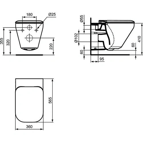 Унитаз подвесной Ideal Standard TONIC II AquaBlade K316601 с сидением и крышкой Унитаз подвесной Ideal Standard TONIC II AquaBlade K316601 с сидением и крышкой