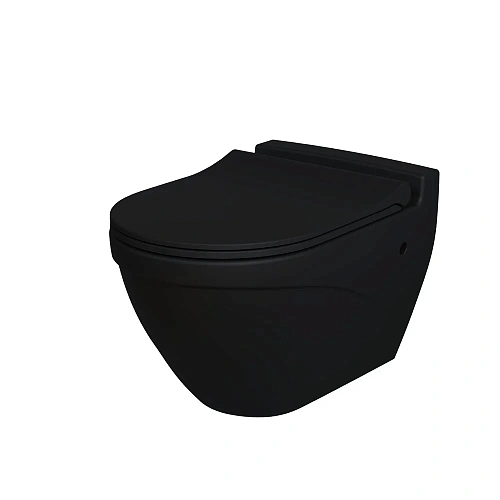 Унитаз подвесной Nord 133T20201 (535x385x360) черный матовый с тонкой крышкой 133T20201-132T20201S Унитаз подвесной Nord 133T20201 (535x385x360) черный матовый с тонкой крышкой 133T20201-132T20201S