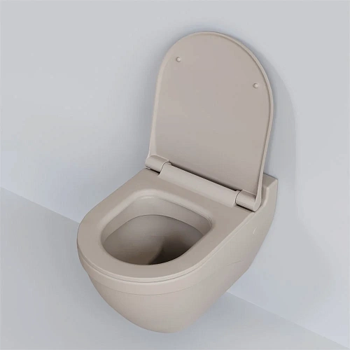 Унитаз подвесной Nord 133T20401 (535x385x360) бежевый матовый с тонкой крышкой 133T20401-132T20401S Унитаз подвесной Nord 133T20401 (535x385x360) бежевый матовый с тонкой крышкой 133T20401-132T20401S