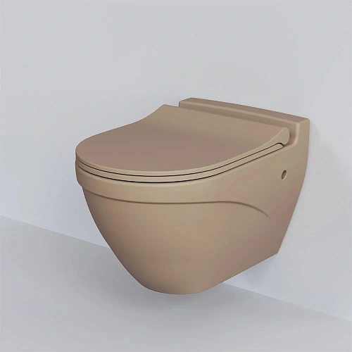 Унитаз подвесной Nord 133T20501 (535x385x360) бежевый матовый с тонкой крышкой 133T20501-132T20501S Унитаз подвесной Nord 133T20501 (535x385x360) бежевый матовый с тонкой крышкой 133T20501-132T20501S