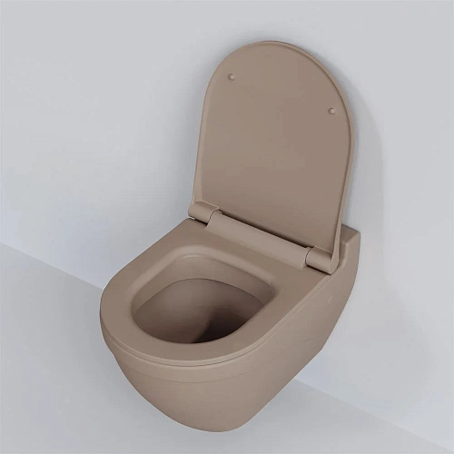 Унитаз подвесной Nord 133T20501 (535x385x360) бежевый матовый с тонкой крышкой 133T20501-132T20501S Унитаз подвесной Nord 133T20501 (535x385x360) бежевый матовый с тонкой крышкой 133T20501-132T20501S