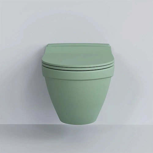 Унитаз подвесной Nord 133T21001 (535x385x360) мятный матовый с тонкой крышкой 133T21001-132T21001S Унитаз подвесной Nord 133T21001 (535x385x360) мятный матовый с тонкой крышкой 133T21001-132T21001S