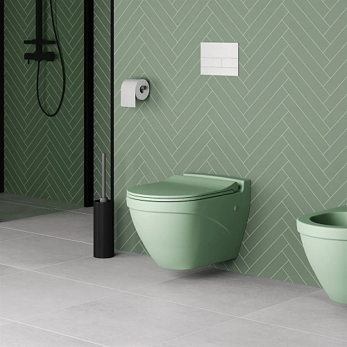 Унитаз подвесной Nord 133T21001 (535x385x360) мятный матовый с тонкой крышкой 133T21001-132T21001S Унитаз подвесной Nord 133T21001 (535x385x360) мятный матовый с тонкой крышкой 133T21001-132T21001S