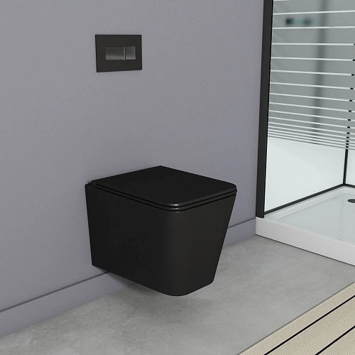 Унитаз подвесной OWL Vatter Ruta-H OWLT190404 Matt Black безободковый с сиденьем DP микролифт Унитаз подвесной OWL Vatter Ruta-H OWLT190404 Matt Black безободковый с сиденьем DP микролифт