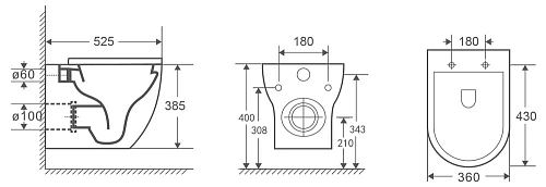 Унитаз подвесной OWL Wave Cirkel-H OWLT190801 безободковый с сиденьем DP микролифт Унитаз подвесной OWL Wave Cirkel-H OWLT190801 безободковый с сиденьем DP микролифт