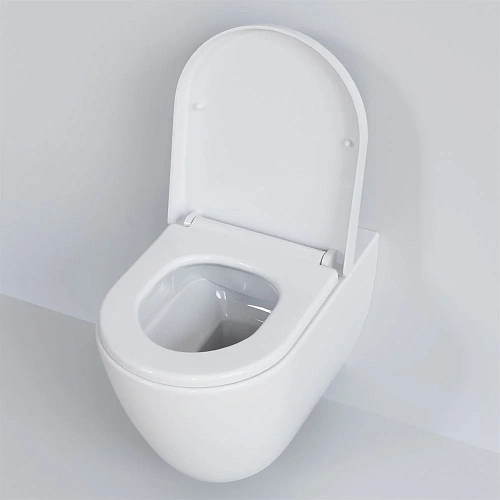 Унитаз подвесной Queen 113T20001R (570x360x400) белый безободковый с толстой крышкой 113T20001R-112T20001 Унитаз подвесной Queen 113T20001R (570x360x400) белый безободковый с толстой крышкой 113T20001R-112T20001