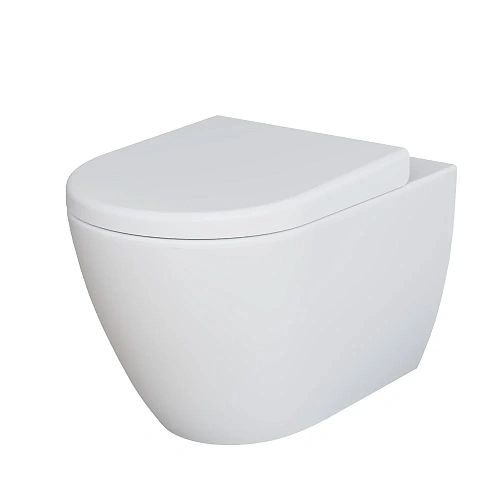 Унитаз подвесной Queen 113T20101R (570x360x400) белый матовый безободковый с толстой крышкой 113T20101R-112T20101 Унитаз подвесной Queen 113T20101R (570x360x400) белый матовый безободковый с толстой крышкой 113T20101R-112T20101