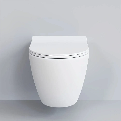 Унитаз подвесной Queen 113T20101R (570x360x400) белый матовый безободковый с тонкой крышкой 113T20101R-112T20101S Унитаз подвесной Queen 113T20101R (570x360x400) белый матовый безободковый с тонкой крышкой 113T20101R-112T20101S