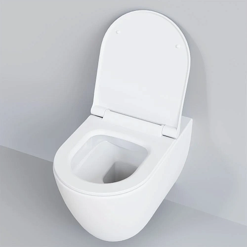 Унитаз подвесной Queen 113T20101R (570x360x400) белый матовый безободковый с тонкой крышкой 113T20101R-112T20101S Унитаз подвесной Queen 113T20101R (570x360x400) белый матовый безободковый с тонкой крышкой 113T20101R-112T20101S