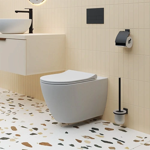 Унитаз подвесной Queen 113T20101R (570x360x400) белый матовый безободковый с тонкой крышкой 113T20101R-112T20101S Унитаз подвесной Queen 113T20101R (570x360x400) белый матовый безободковый с тонкой крышкой 113T20101R-112T20101S