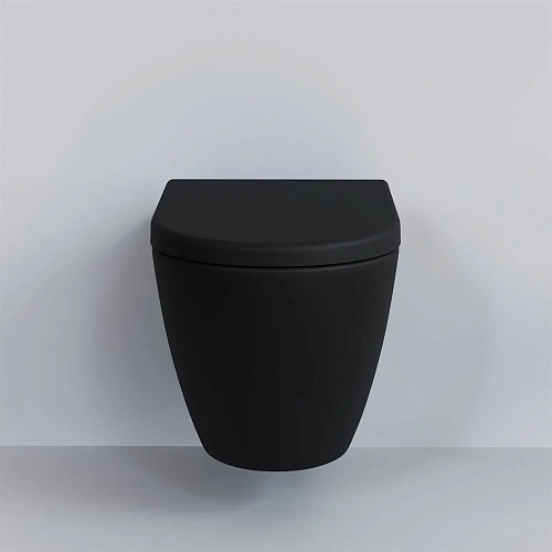 Унитаз подвесной Queen 113T20201R (570x360x400) черный матовый безободковый с толстой крышкой 113T20201R-112T20201 Унитаз подвесной Queen 113T20201R (570x360x400) черный матовый безободковый с толстой крышкой 113T20201R-112T20201