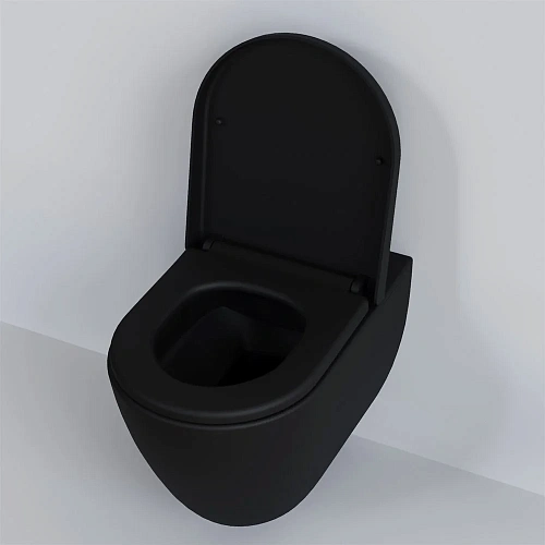 Унитаз подвесной Queen 113T20201R (570x360x400) черный матовый безободковый с толстой крышкой 113T20201R-112T20201 Унитаз подвесной Queen 113T20201R (570x360x400) черный матовый безободковый с толстой крышкой 113T20201R-112T20201