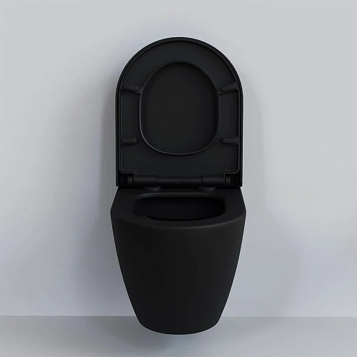 Унитаз подвесной Queen 113T20201R (570x360x400) черный матовый безободковый с толстой крышкой 113T20201R-112T20201 Унитаз подвесной Queen 113T20201R (570x360x400) черный матовый безободковый с толстой крышкой 113T20201R-112T20201