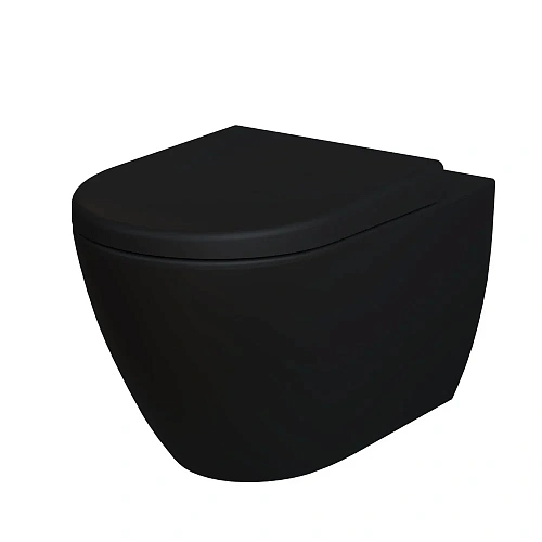 Унитаз подвесной Queen 113T20201R (570x360x400) черный матовый безободковый с толстой крышкой 113T20201R-112T20201 Унитаз подвесной Queen 113T20201R (570x360x400) черный матовый безободковый с толстой крышкой 113T20201R-112T20201