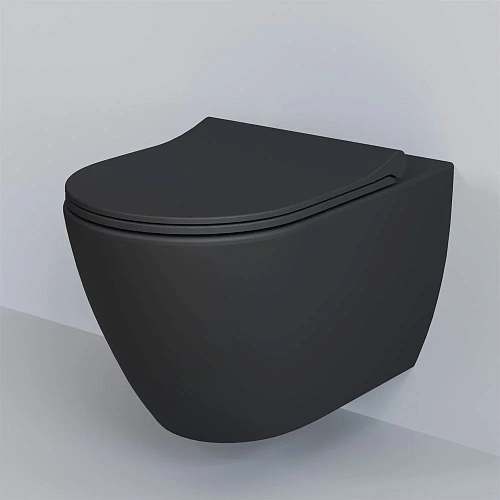 Унитаз подвесной Queen 113T20201R (570x360x400) черный матовый безободковый с тонкой крышкой 113T20201R-112T20201S Унитаз подвесной Queen 113T20201R (570x360x400) черный матовый безободковый с тонкой крышкой 113T20201R-112T20201S