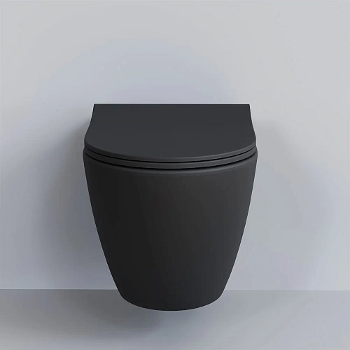 Унитаз подвесной Queen 113T20201R (570x360x400) черный матовый безободковый с тонкой крышкой 113T20201R-112T20201S Унитаз подвесной Queen 113T20201R (570x360x400) черный матовый безободковый с тонкой крышкой 113T20201R-112T20201S