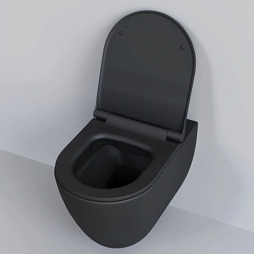 Унитаз подвесной Queen 113T20201R (570x360x400) черный матовый безободковый с тонкой крышкой 113T20201R-112T20201S Унитаз подвесной Queen 113T20201R (570x360x400) черный матовый безободковый с тонкой крышкой 113T20201R-112T20201S
