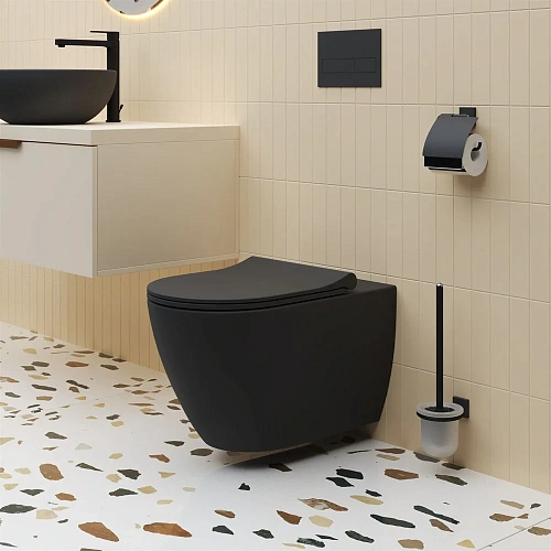 Унитаз подвесной Queen 113T20201R (570x360x400) черный матовый безободковый с тонкой крышкой 113T20201R-112T20201S Унитаз подвесной Queen 113T20201R (570x360x400) черный матовый безободковый с тонкой крышкой 113T20201R-112T20201S