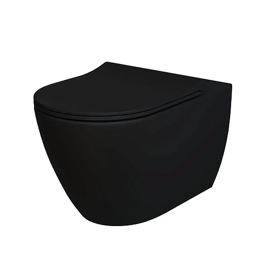 Унитаз подвесной Queen 113T20201R (570x360x400) черный матовый безободковый с тонкой крышкой 113T20201R-112T20201S Унитаз подвесной Queen 113T20201R (570x360x400) черный матовый безободковый с тонкой крышкой 113T20201R-112T20201S