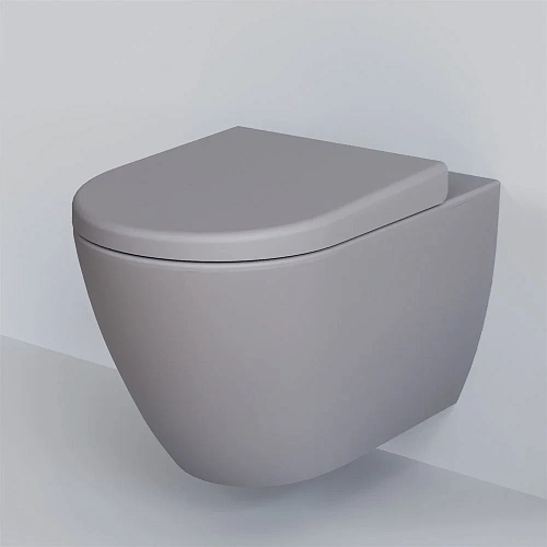 Унитаз подвесной Queen 113T20301R (570x360x400) серый матовый безободковый с толстой крышкой 113T20301R-112T20301 Унитаз подвесной Queen 113T20301R (570x360x400) серый матовый безободковый с толстой крышкой 113T20301R-112T20301