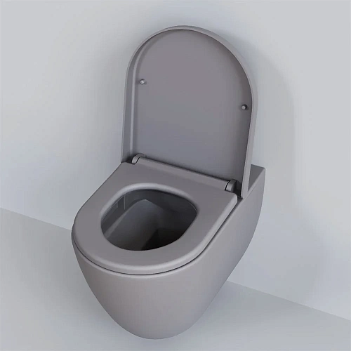 Унитаз подвесной Queen 113T20301R (570x360x400) серый матовый безободковый с толстой крышкой 113T20301R-112T20301 Унитаз подвесной Queen 113T20301R (570x360x400) серый матовый безободковый с толстой крышкой 113T20301R-112T20301