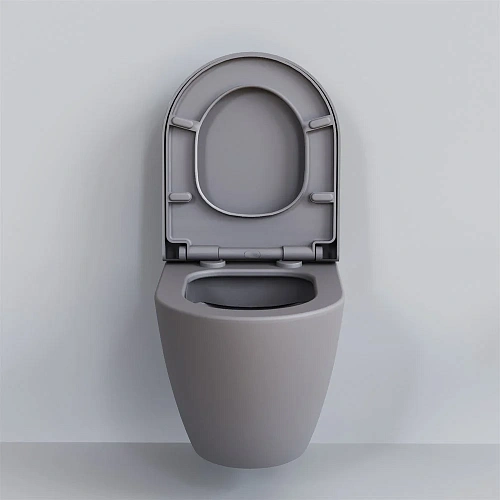 Унитаз подвесной Queen 113T20301R (570x360x400) серый матовый безободковый с толстой крышкой 113T20301R-112T20301 Унитаз подвесной Queen 113T20301R (570x360x400) серый матовый безободковый с толстой крышкой 113T20301R-112T20301