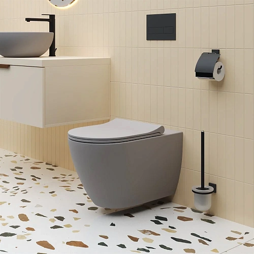 Унитаз подвесной Queen 113T20301R (570x360x400) серый матовый безободковый с тонкой крышкой 113T20301R-112T20301S Унитаз подвесной Queen 113T20301R (570x360x400) серый матовый безободковый с тонкой крышкой 113T20301R-112T20301S