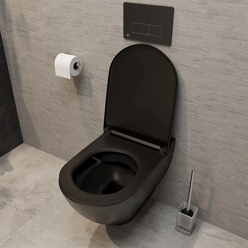 Унитаз подвесной STWORKI Rotenburg SWH52 безободковый , черный , с прямым выпуском , с сиденьем микролифт 4 478156 Унитаз подвесной STWORKI Rotenburg SWH52 безободковый , черный , с прямым выпуском , с сиденьем микролифт 4 478156