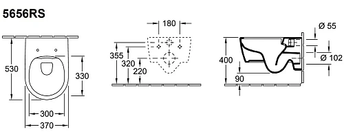 Унитаз подвесной Villeroy & Boch Avento 5656RS01 (5656 RS 01) без смывного обода Унитаз подвесной Villeroy & Boch Avento 5656RS01 (5656 RS 01) без смывного обода