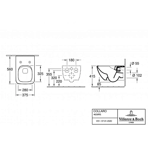 Унитаз подвесной Villeroy & Boch Collaro 4626RS01 с сиденьем SlimSeat Унитаз подвесной Villeroy & Boch Collaro 4626RS01 с сиденьем SlimSeat