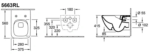 Унитаз подвесной Villeroy & Boch Legato 5663RLR1 (5663 RL R1) CeramicPlus, со скрытым ободом Унитаз подвесной Villeroy & Boch Legato 5663RLR1 (5663 RL R1) CeramicPlus, со скрытым ободом