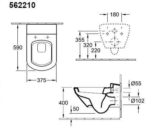 Унитаз подвесной Villeroy & Boch Sentique 562210R1 (5622 10 R1) CeramicPlus Унитаз подвесной Villeroy & Boch Sentique 562210R1 (5622 10 R1) CeramicPlus