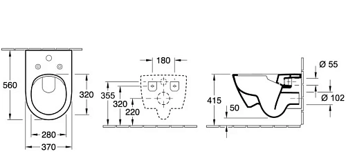Унитаз подвесной Villeroy & Boch Subway 2.0 5614A101 (5614 A1 01) ViFresh, без смывного обода Унитаз подвесной Villeroy & Boch Subway 2.0 5614A101 (5614 A1 01) ViFresh, без смывного обода