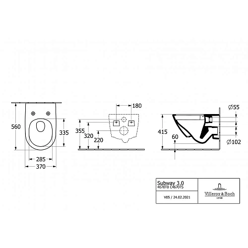 Унитаз подвесной Villeroy & Boch Subway 3.0 4670T0R1 (без сиденья) Унитаз подвесной Villeroy & Boch Subway 3.0 4670T0R1 (без сиденья)