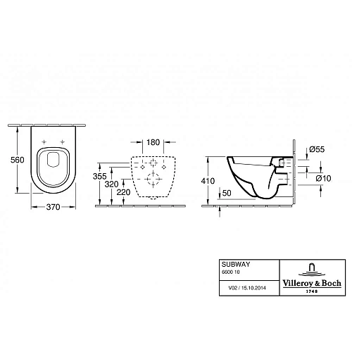 Унитаз подвесной Villeroy & Boch Subway 660010R1-GP с сиденьем Унитаз подвесной Villeroy & Boch Subway 660010R1-GP с сиденьем