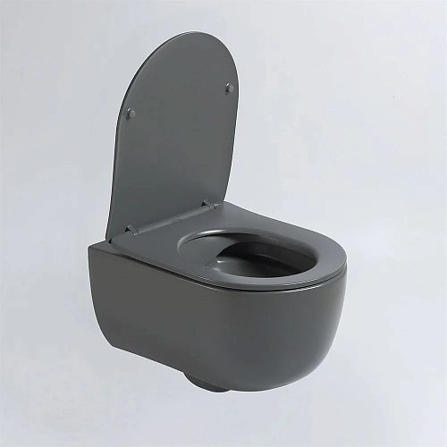 Унитаз подвесной Vincea Evo VT1-34SMA безободковый, цвет антрацит матовый, ультратонкое soft-close с Унитаз подвесной Vincea Evo VT1-34SMA безободковый, цвет антрацит матовый, ультратонкое soft-close с